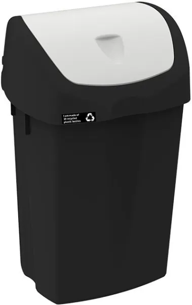 NRW Cubo de basura con tapa abatible blanca, sostenible, 25 L