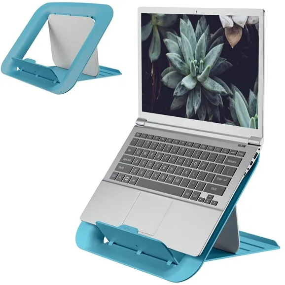 Leitz Ergo Cosy soporte ajustable para portátil, 80% plástico reciclado Azul tranquilo